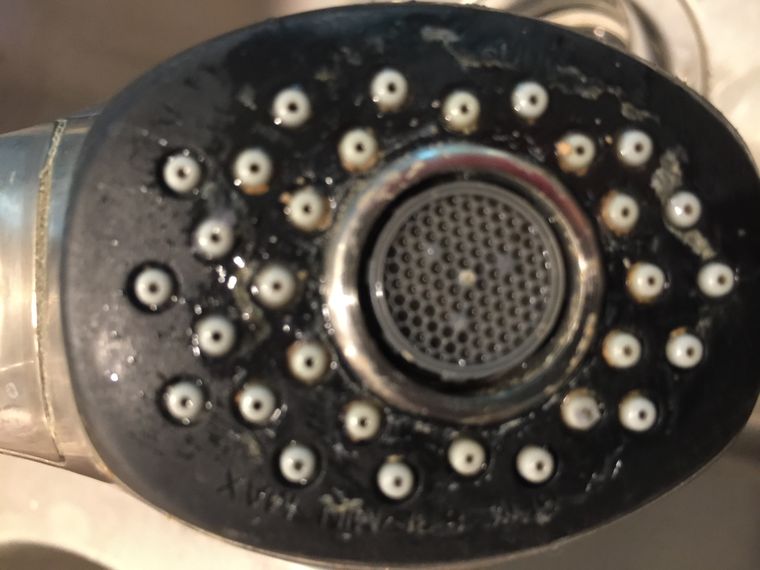 Hard water damage before treatment